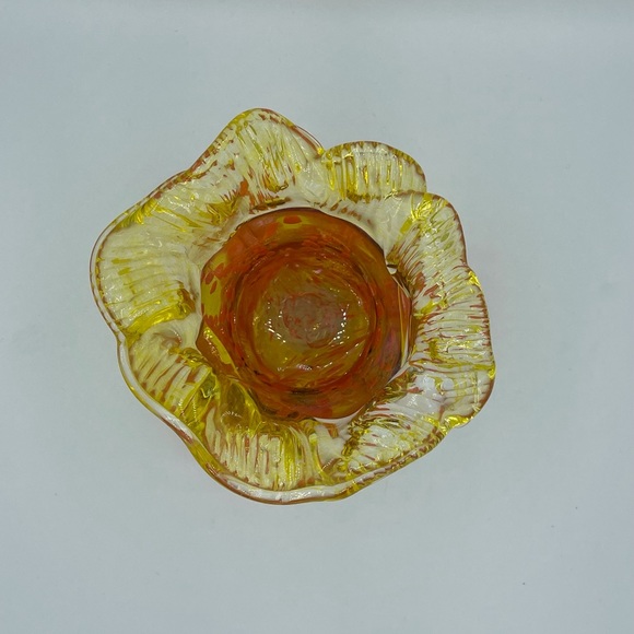 Orange & Yellow Handblown Signed Art Glass Votive candle  holder? - Picture 5 of 11
